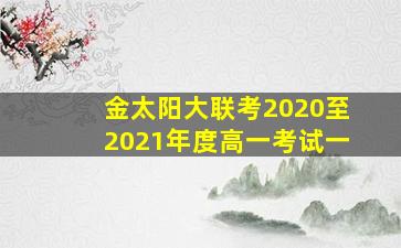 金太阳大联考2020至2021年度高一考试一