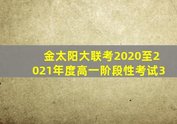 金太阳大联考2020至2021年度高一阶段性考试3