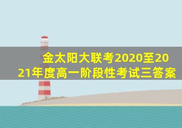 金太阳大联考2020至2021年度高一阶段性考试三答案