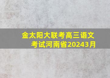 金太阳大联考高三语文考试河南省20243月