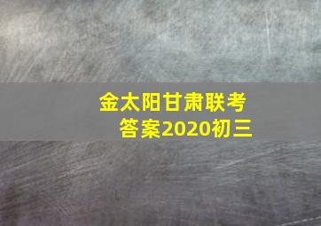 金太阳甘肃联考答案2020初三