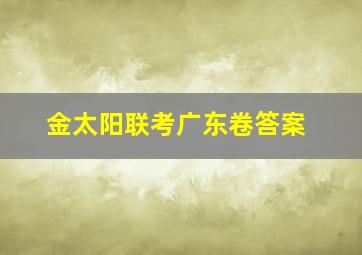 金太阳联考广东卷答案