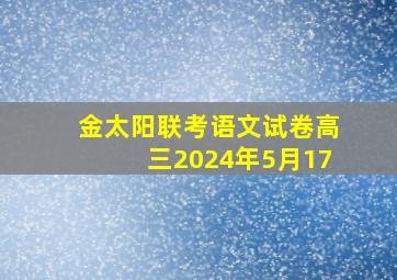 金太阳联考语文试卷高三2024年5月17