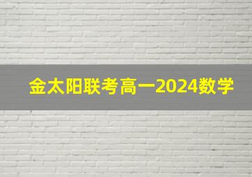 金太阳联考高一2024数学