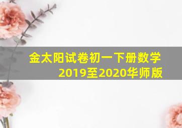 金太阳试卷初一下册数学2019至2020华师版