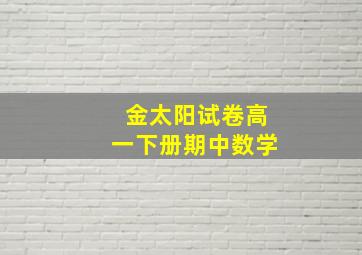 金太阳试卷高一下册期中数学