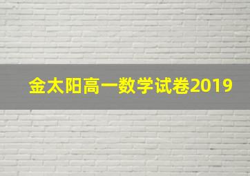 金太阳高一数学试卷2019