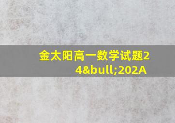 金太阳高一数学试题24•202A