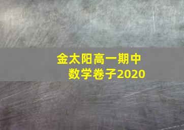 金太阳高一期中数学卷子2020