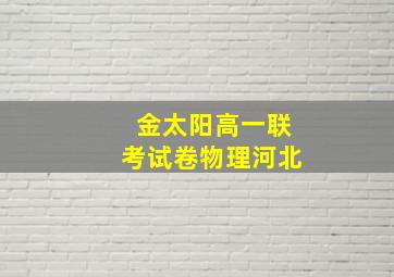 金太阳高一联考试卷物理河北