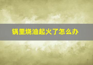 锅里烧油起火了怎么办