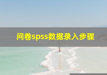 问卷spss数据录入步骤