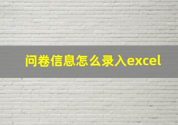 问卷信息怎么录入excel