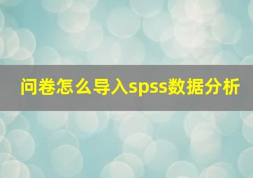 问卷怎么导入spss数据分析