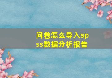 问卷怎么导入spss数据分析报告