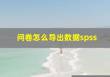 问卷怎么导出数据spss