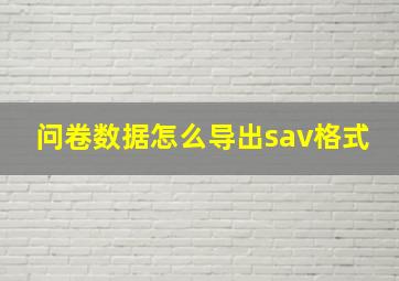 问卷数据怎么导出sav格式