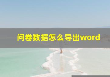 问卷数据怎么导出word