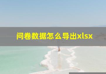 问卷数据怎么导出xlsx