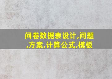 问卷数据表设计,问题,方案,计算公式,模板