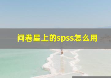 问卷星上的spss怎么用