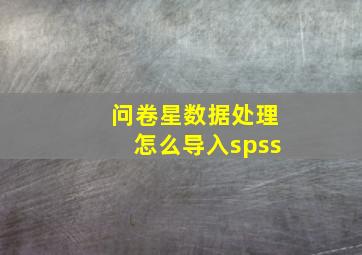 问卷星数据处理怎么导入spss