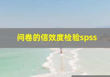 问卷的信效度检验spss