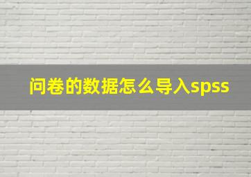 问卷的数据怎么导入spss