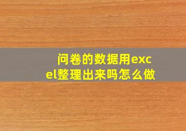 问卷的数据用excel整理出来吗怎么做