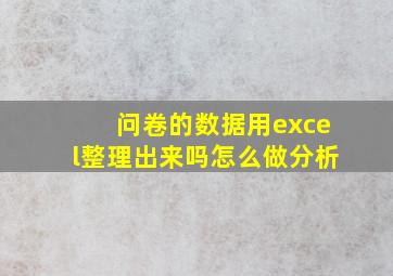 问卷的数据用excel整理出来吗怎么做分析