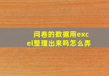 问卷的数据用excel整理出来吗怎么弄