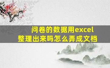 问卷的数据用excel整理出来吗怎么弄成文档