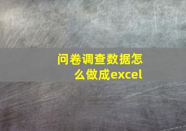 问卷调查数据怎么做成excel