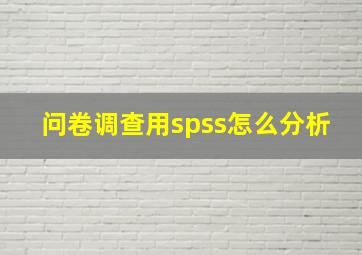 问卷调查用spss怎么分析