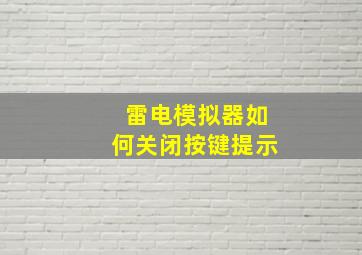 雷电模拟器如何关闭按键提示