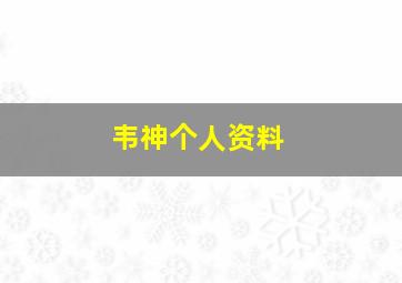 韦神个人资料