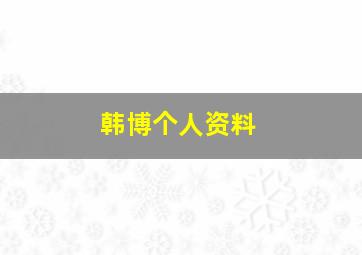 韩博个人资料