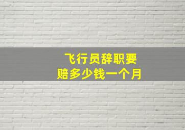 飞行员辞职要赔多少钱一个月