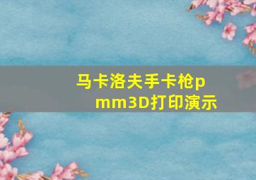 马卡洛夫手卡枪pmm3D打印演示