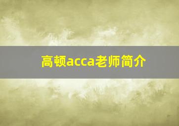 高顿acca老师简介