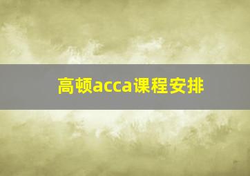 高顿acca课程安排