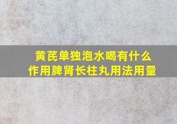 黄芪单独泡水喝有什么作用脾肾长柱丸用法用量